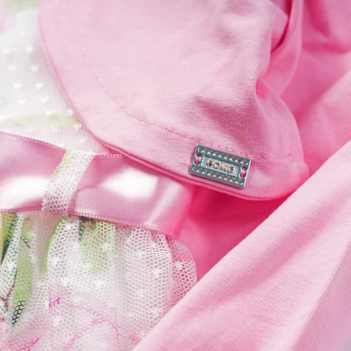Βρεφικό φόρεμα Εβίτα για κορίτσια Rosa ροζ ζακέτα τούλι λουλούδια φλοράλ ετών casual online (2)