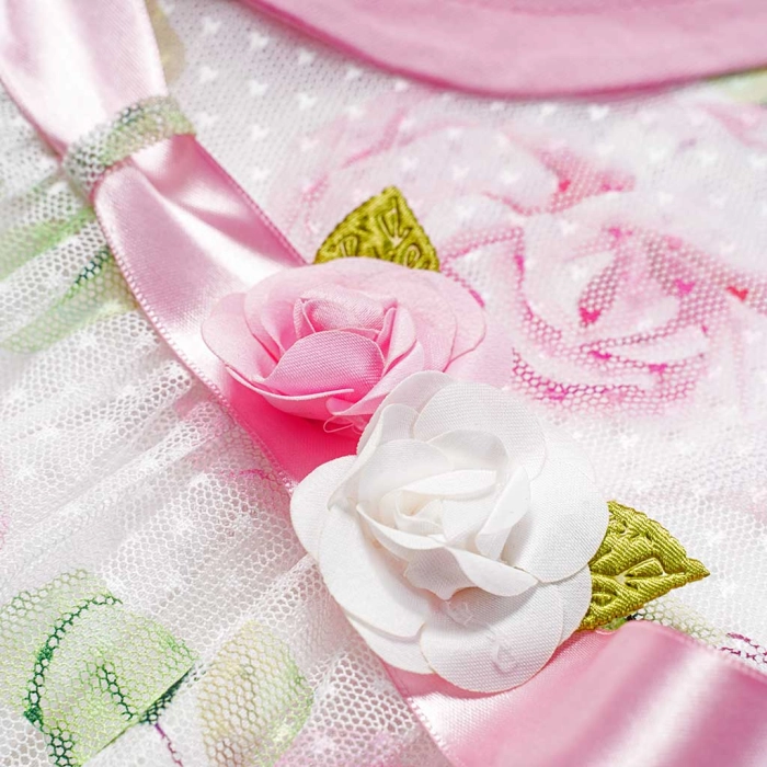Βρεφικό φόρεμα Εβίτα για κορίτσια Rosa ροζ ζακέτα τούλι λουλούδια φλοράλ ετών casual online (3)
