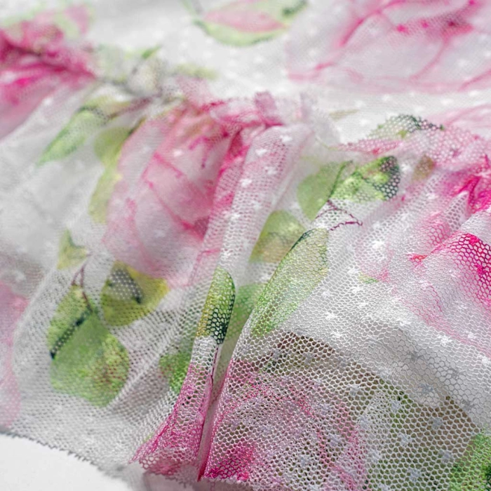 Βρεφικό φόρεμα Εβίτα για κορίτσια Rosa ροζ ζακέτα τούλι λουλούδια φλοράλ ετών casual online (4)