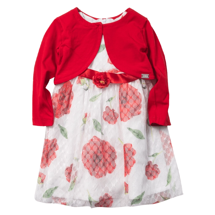 Παιδικό φόρεμα Εβίτα για κορίτσια Rosal κόκκινο ζακέτα τούλι λουλούδια φλοράλ ετών casual online (1)