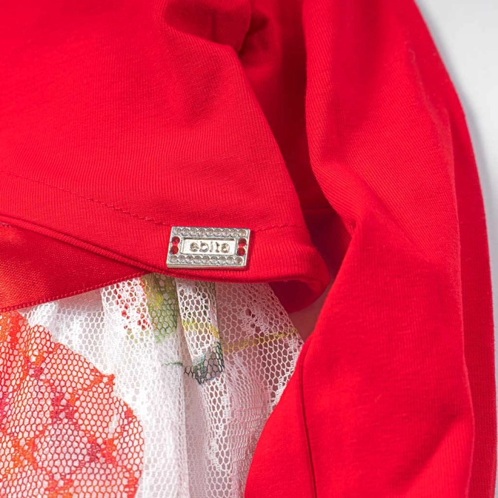 Παιδικό φόρεμα Εβίτα για κορίτσια Rosal κόκκινο ζακέτα τούλι λουλούδια φλοράλ ετών casual online (2)