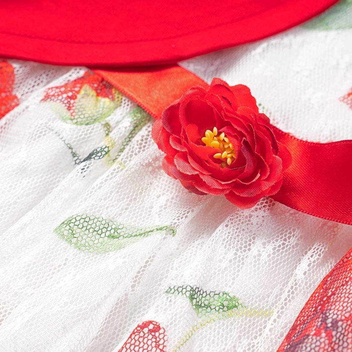 Παιδικό φόρεμα Εβίτα για κορίτσια Rosal κόκκινο ζακέτα τούλι λουλούδια φλοράλ ετών casual online (3)