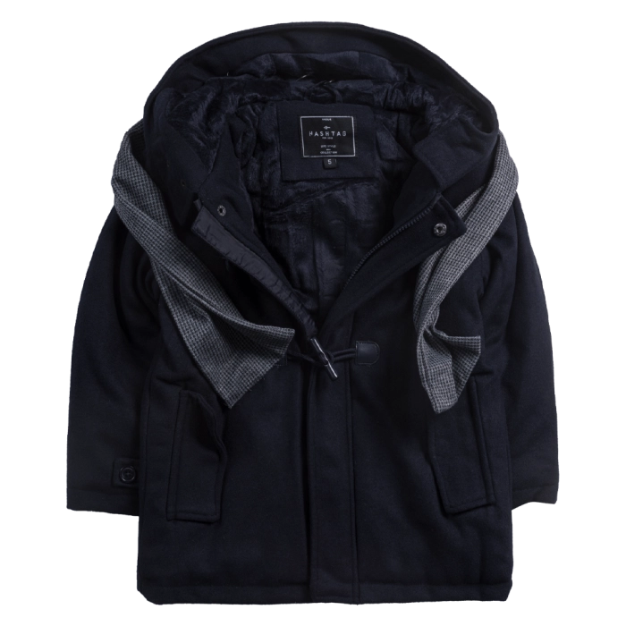 Παιδικό παλτό για αγόρια Hashtag no gain μπλε χειμωνιάτικο παλτό καλό ετών montgomery casual online (1)