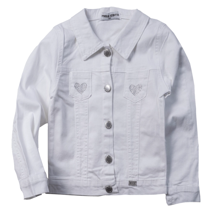 Παιδικό μπουφάν Εβίτα για κορίτσια Heart άσπρο τζιν καθημερινό βόλτα ανοιξιάτικο κοντό ετών casual crop jean online (1)