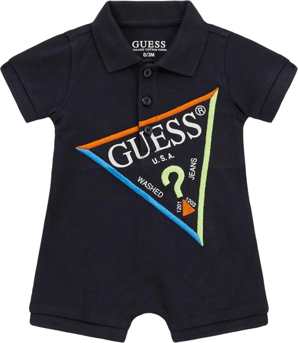 Βρεφικό φορμάκι Guess για αγόρια Triangle μπλε πόλο καλό επώνυμο καλοκαιρινό μηνών online (1)