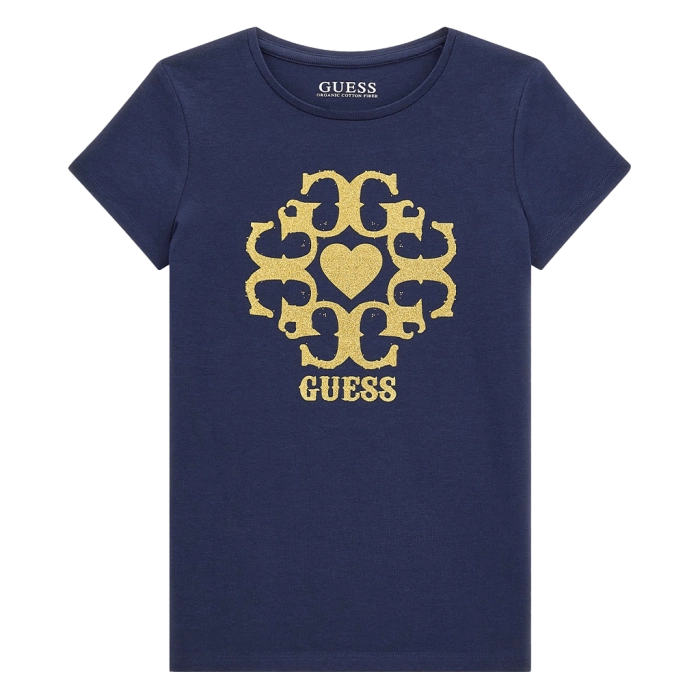 Παιδική μπλούζα Guess για κορίτσια Goldie μπλε επώνυμη οικονομική βαμβακερή καλοκαιρινή ετών Online  (1)