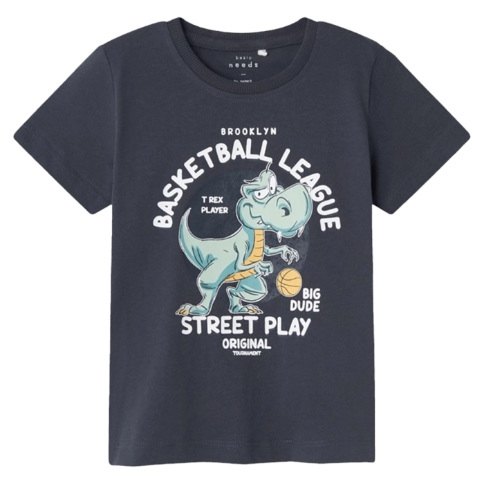 Παιδική μπλούζα Name it για αγόρια Basketball league ανθρακί σχολείο καθημερινό βαμβακερό μακό καλοκαιρινό ετών online (2)