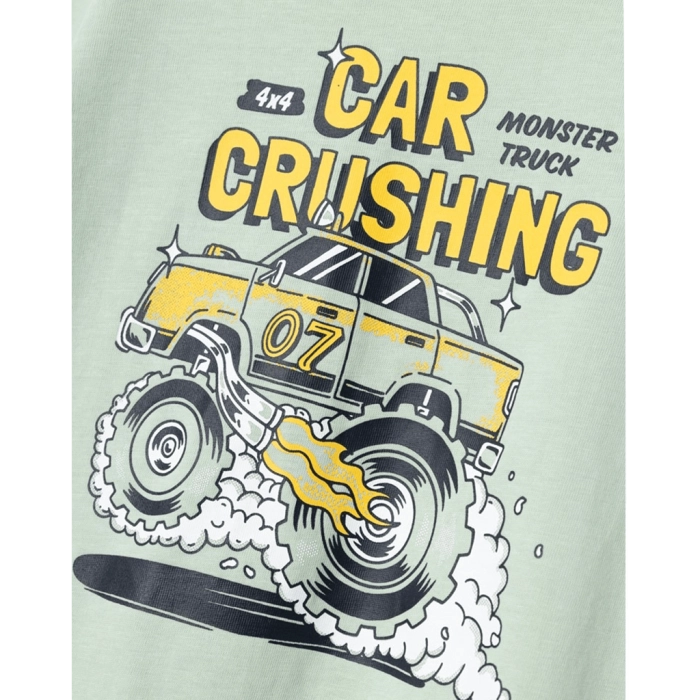 Παιδική μπλούζα Name it για αγόρια Car crashing φυστικί σχολείο καθημερινό βαμβακερό μακό καλοκαιρινό ετών online (4)