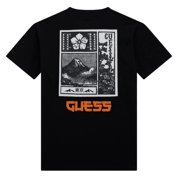 Παιδική μπλούζα Guess για αγόρια Fuji μαύρο επώνυμη καλοκαιρινή μακό αθλητική ετών online (1)