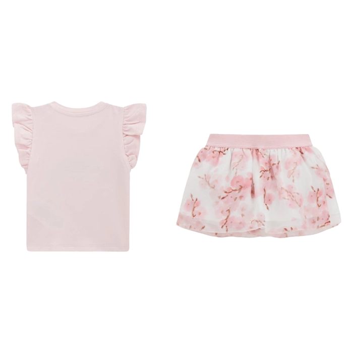 Βρεφικό σετ GUESS για κορίτσια Amande ροζ επώνυμο  φούστα καλοκαιρινό μακό καλό μηνών online (2)