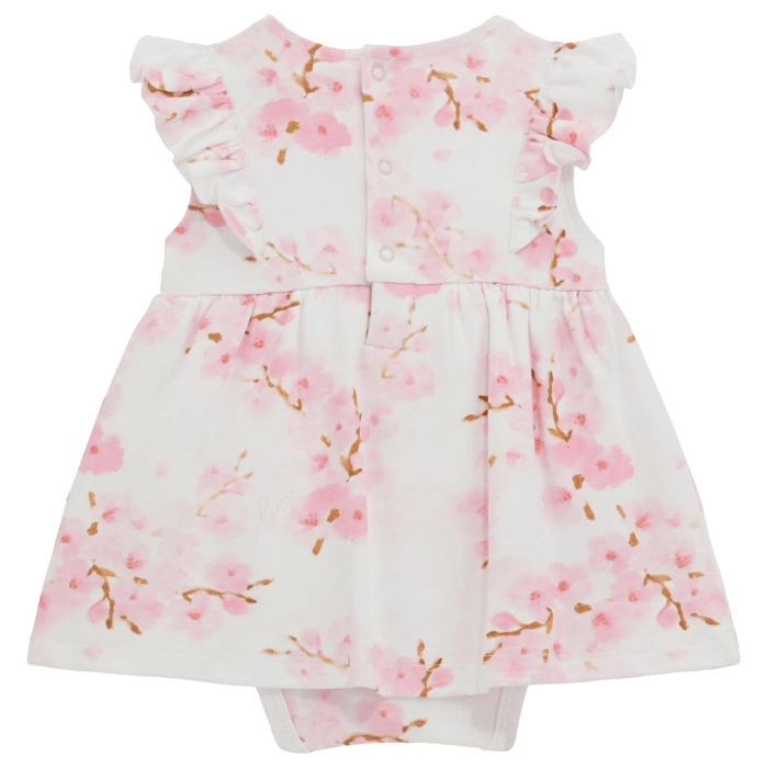 Βρεφικό φόρεμα Guess για κορίτσια WhiteFlowers ροζ  καλοκαιρινό βαμβακερό επώνυμο ετών online (2)
