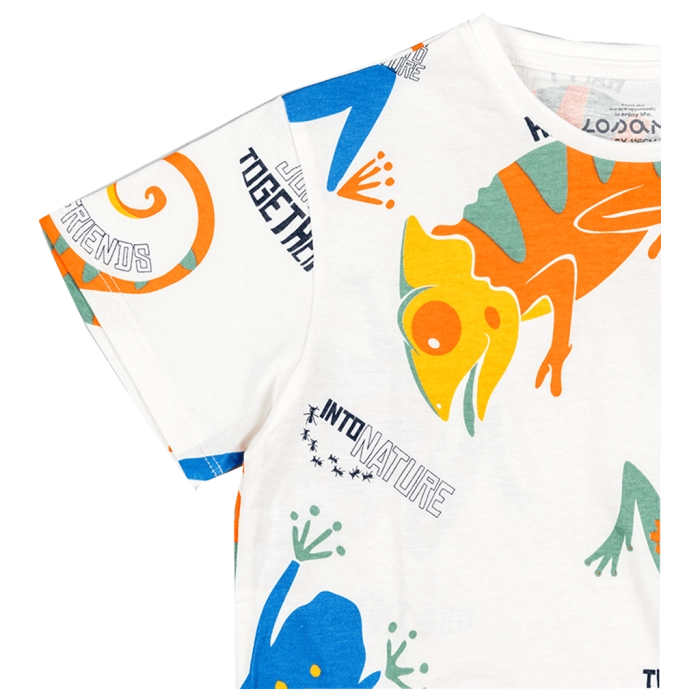 Παιδική μπλούζα Losan για αγόρια Frogies άσπρο καθημερινή καλοκαιρινό σχολείο μακό ετών online (1)