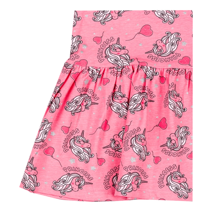 Παιδικό φόρεμα για κορίτσια Losan unicorn princess ροζ καθημερινό μακό καλοκαιρινό αμάνικο βαμβακερό μονόκερους ετών online (1)