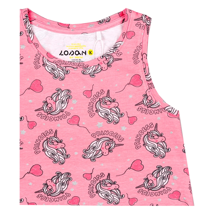 Παιδικό φόρεμα για κορίτσια Losan unicorn princess ροζ καθημερινό μακό καλοκαιρινό αμάνικο βαμβακερό μονόκερους ετών online (4)