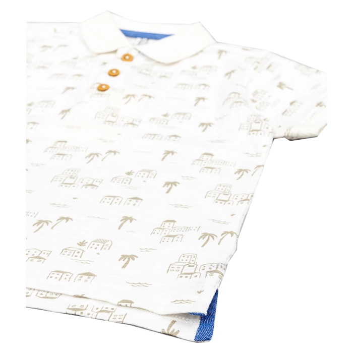 Βρεφική μπλούζα losan για αγόρια Island άσπρο πόλο καθημερινό βόλτα βαμβακερό καλοκαιρινό μηνών polo online  (1)