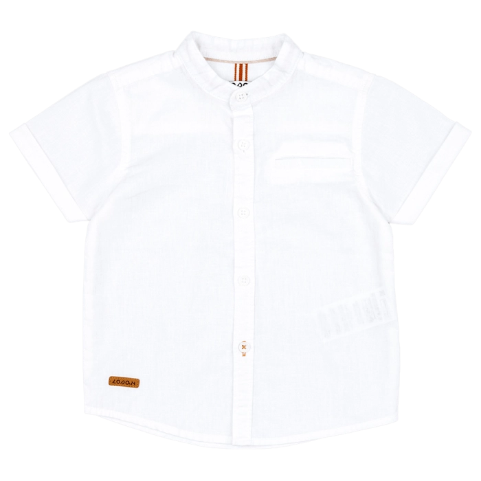 Παιδικό πουκάμισο Losan για αγόρια Mao Curacao άσπρο μάο μοντέρνο χωρίς γιακά λινό γάμο βάφτιση καλοκαιρινό ετών online  (2)