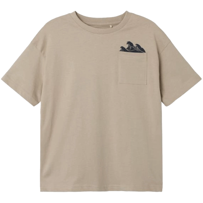 Παιδική μπλούζα Name it για αγόρια waves μπεζ καθημερινή καλοκαιρινή μακό βαμβακερή άνετη ετών online  (2)
