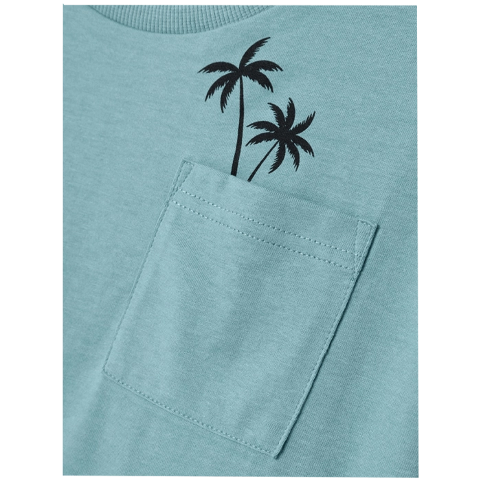 Παιδική μπλούζα Name it για αγόρια palms γαλάζιο καθημερινή καλοκαιρινή μακό βαμβακερή άνετη ετών online  (2)