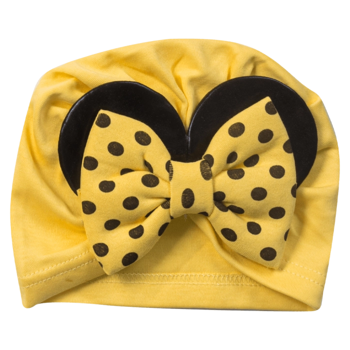 Βρεφικός σκούφος για κορίτσια mini mouse κίτρινο βρεφικά σκουφάκια βαμβακερά για το κεφάλι μηνών νεογέννητα