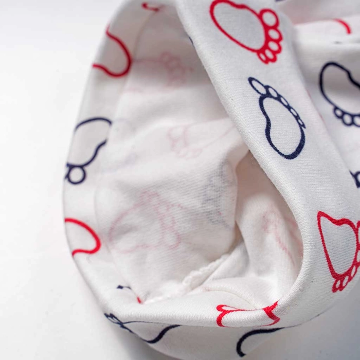 Βρεφικός σκούφος για αγόρια little feet άσπρο βρεφικά σκουφάκια βαμβακερά για το κεφάλι μηνών νεογέννητα (1)