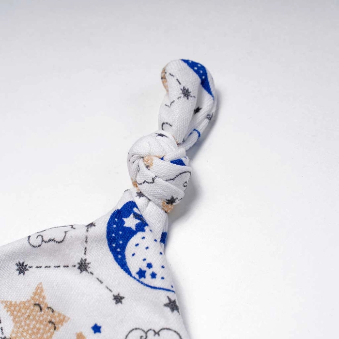 Βρεφικός σκούφος για αγόρια little stars άσπρο βρεφικά σκουφάκια βαμβακερά για το κεφάλι μηνών νεογέννητα (2)