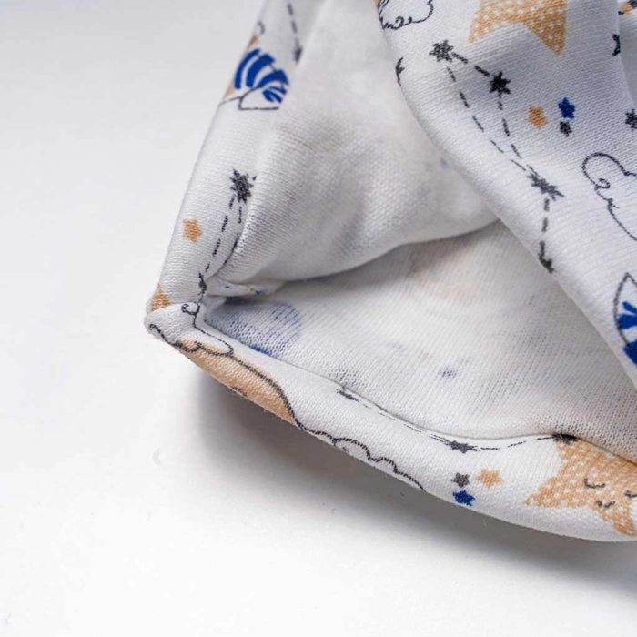Βρεφικός σκούφος για αγόρια little stars άσπρο βρεφικά σκουφάκια βαμβακερά για το κεφάλι μηνών νεογέννητα (1)