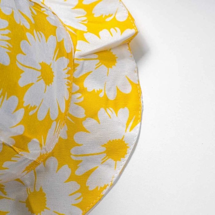 Παιδικό καπέλο για κορίτσια flowers of summer κίτρινο καλοκαρινά στρογγυλά μεγάλοα καπελάκια με λουλούδια floral (2)