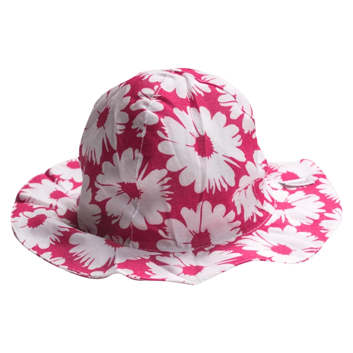 Παιδικό καπέλο για κορίτσια flowers of summer φούξια καλοκαρινά στρογγυλά μεγάλοα καπελάκια με λουλούδια floral