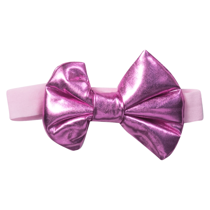 Βρεφική κορδέλα για κορίτσια foil bow2 ροζ λαστιχένιες κορδέλες για μωράκια μωρά ελαστικές νεογέννητα (1)