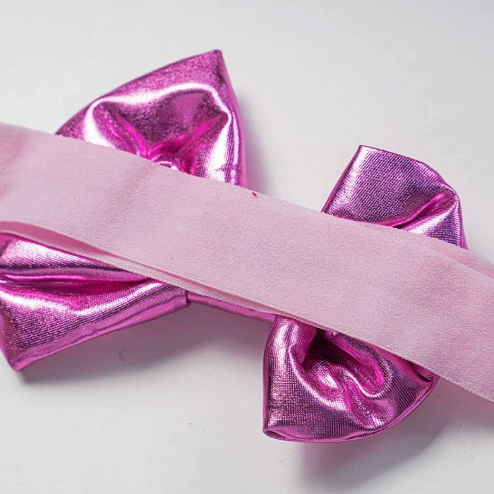 Βρεφική κορδέλα για κορίτσια foil bow2 ροζ λαστιχένιες κορδέλες για μωράκια μωρά ελαστικές νεογέννητα (3)