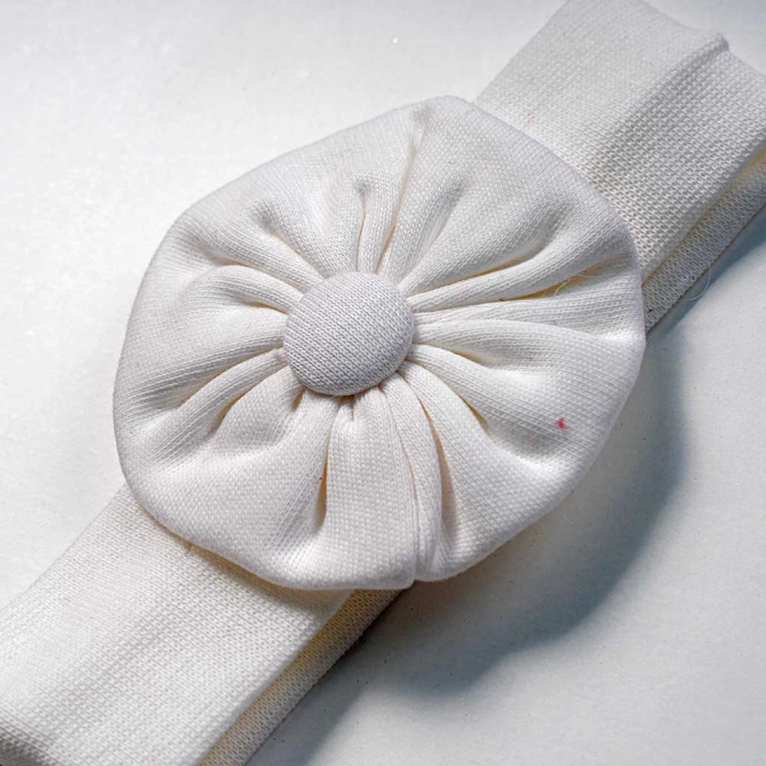 Βρεφική κορδέλα για κορίτσια simple flower άσπρο λαστιχένιες κορδέλες για μωράκια μωρά ελαστικές νεογέννητα (2)