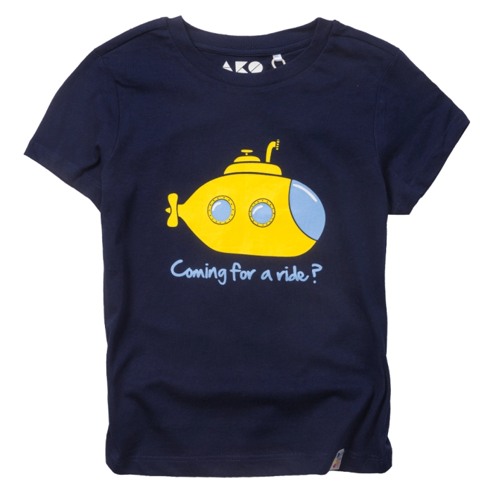 Παιδική μπλούζα AKO για αγόρια submarine coming μπλε κοντομάνικες μπλούζες καλοκαιρινές μοντέρνες tshirt ελληνικά ετών