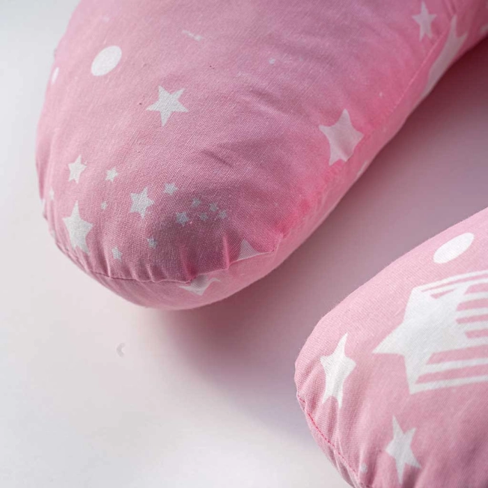 βρεφικό μαξιλάρι θηλασμού για κορίτσια stars ροζ  για νεογέννητα μωράκια βαμβακερό μηνών online (3)
