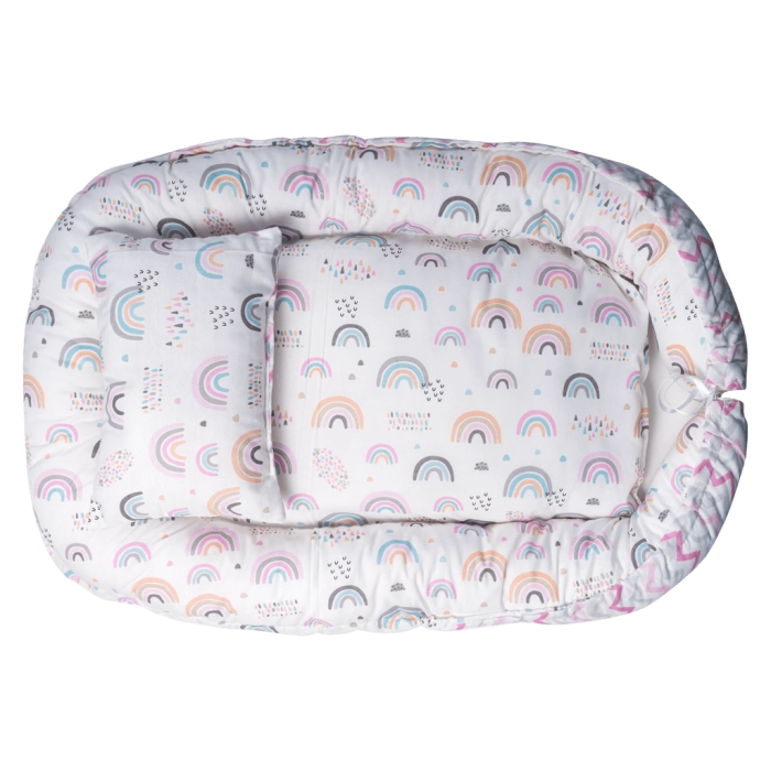 Βρεφική φωλια για κορίτσια rainbow άσπρο βρεφικές φωλιές για κορίτσια βαμβακερά κουκούλια νεογέννητα μηνών (1)