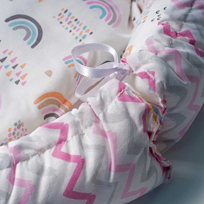 Βρεφική φωλια για κορίτσια rainbow άσπρο βρεφικές φωλιές για κορίτσια βαμβακερά κουκούλια νεογέννητα μηνών (2)