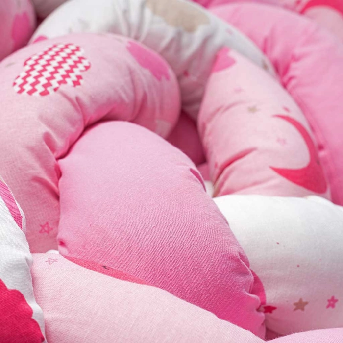 Βρεφική πλεξούδα για κούνια  sleeping star2 ροζ πάντες για κούνια μοντέρνες για μωράκια αγόρια κορίτσια online (1)