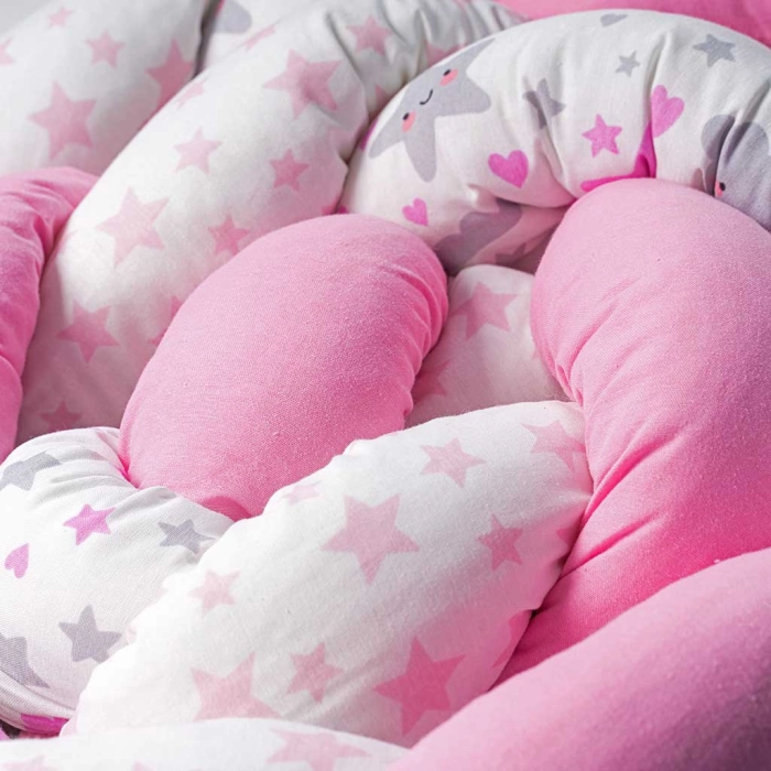 Βρεφική πλεξούδα για κούνια  sleeping star3 ροζ πάντες για κούνια μοντέρνες για μωράκια αγόρια κορίτσια online (1)