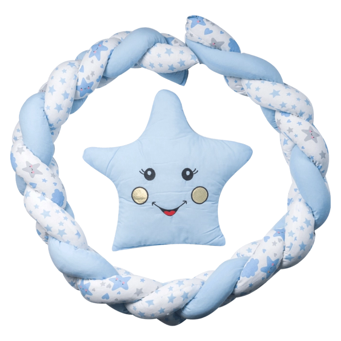 Βρεφική πλεξούδα για κούνια  sleeping star3 γαλάζιο πάντες για κούνια μοντέρνες για μωράκια αγόρια κορίτσια online