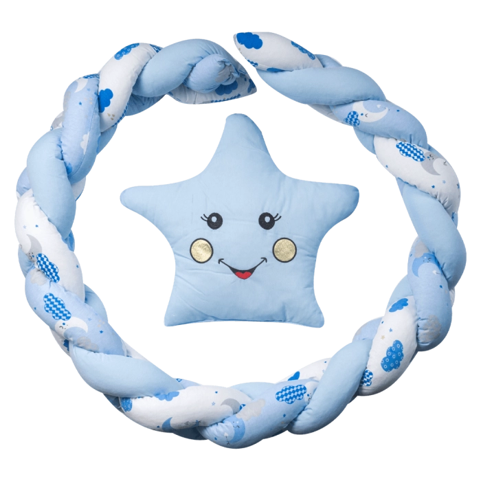 Βρεφική πλεξούδα για κούνια  sleeping star γαλάζιο πάντες για κούνια μοντέρνες για μωράκια αγόρια κορίτσια online