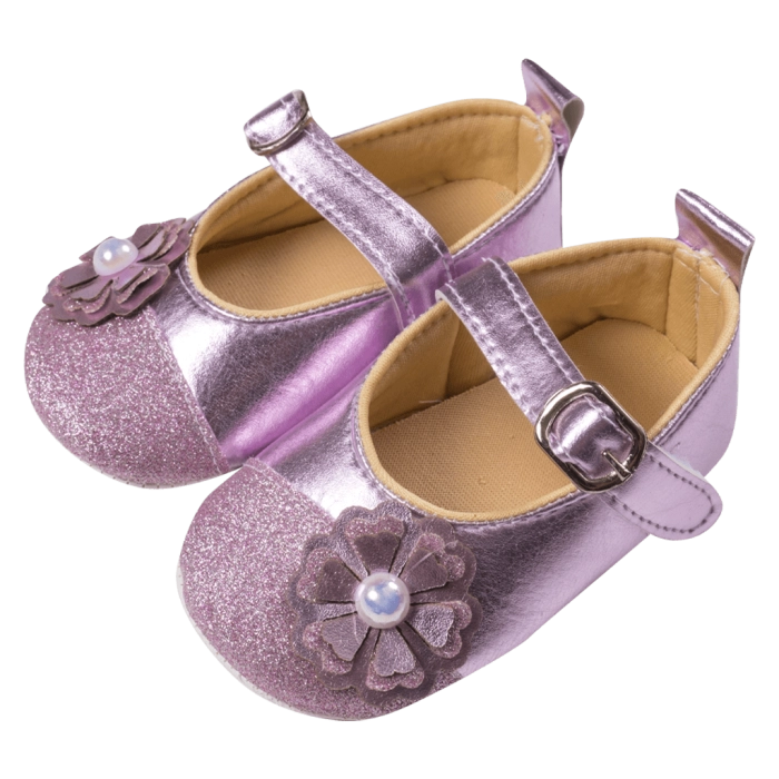 Βρεφικά παπούτσια αγκαλιάς για κορίτσια Glamour μωβ απαλό κοριτσίστικα καλά  μωρά βρέφη 5 μηνων online (1)