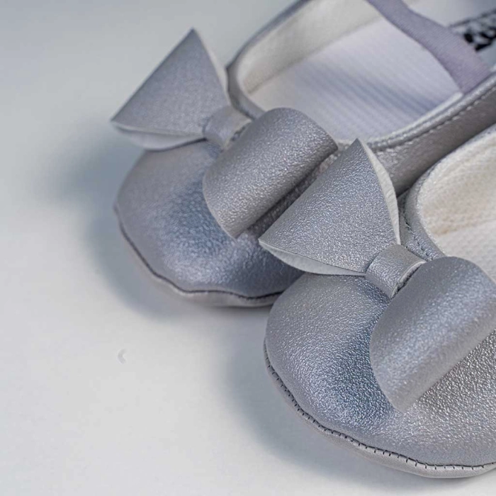 Βρεφικά παπούτσια για κορίτσια little bow γκρι παπουτσάκια αγκαλιάς για μωράκια μαλακά μηνών online (2)