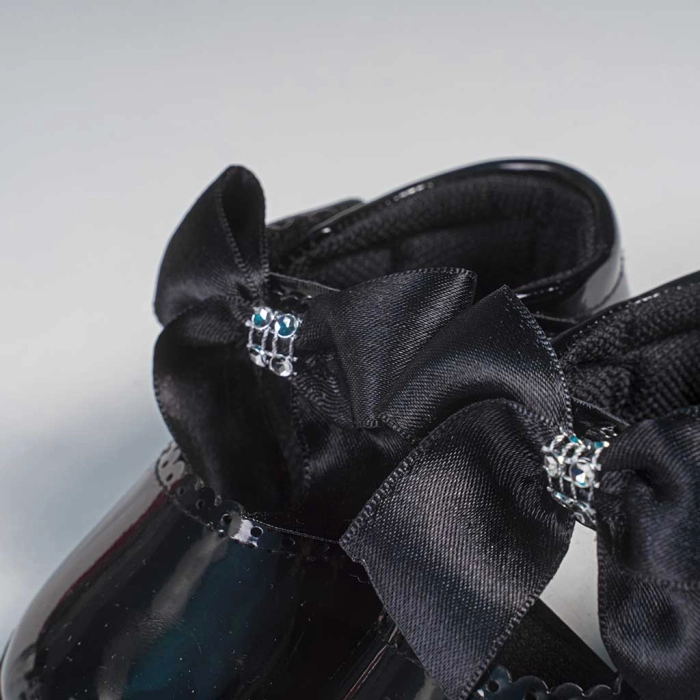 Βρεφικά παπούτσια για κορίτσια mini princess μαύρο παπουτσάκια αγκαλιάς για μωράκια μαλακά μηνών online (2)