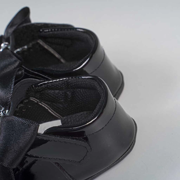 Βρεφικά παπούτσια για κορίτσια mini princess μαύρο παπουτσάκια αγκαλιάς για μωράκια μαλακά μηνών online (3)