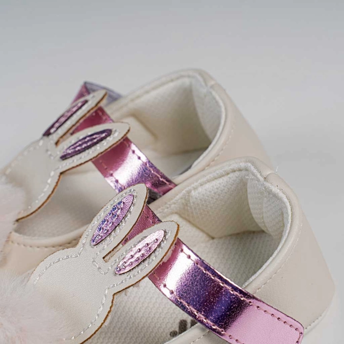 Βρεφικά παπούτσια για κορίτσια Pon pon κουφετί παπουτσάκια αγκαλιάς για μωράκια μαλακά μηνών online (3)