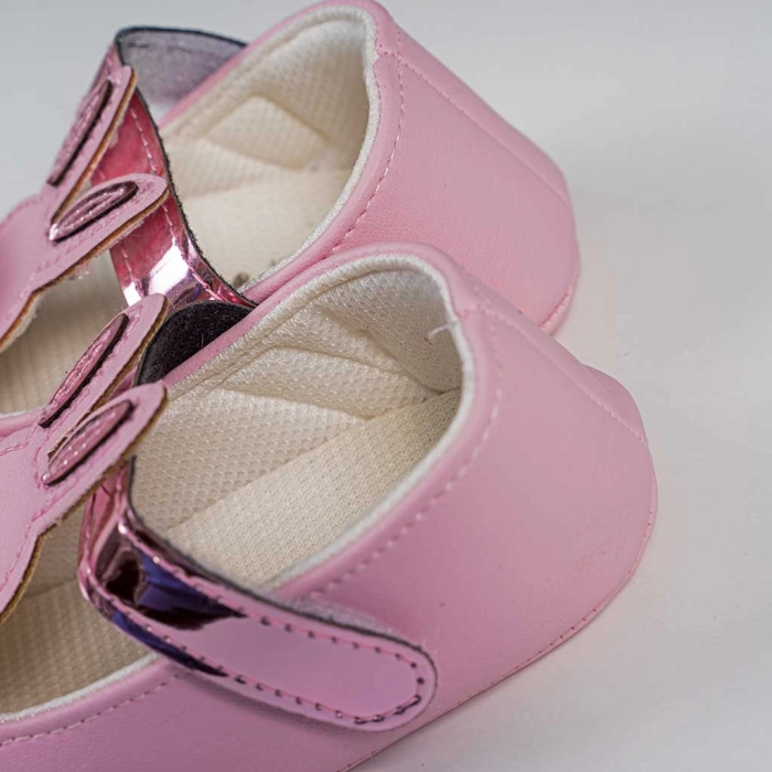 Βρεφικά παπούτσια για κορίτσια Pon pon ροζ παπουτσάκια αγκαλιάς για μωράκια μαλακά μηνών online (3)