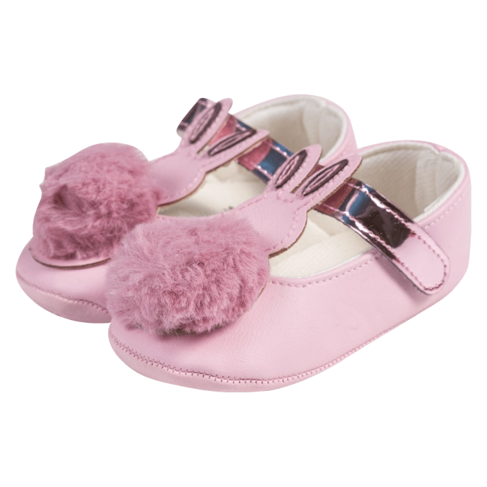 Βρεφικά παπούτσια για κορίτσια Pon pon ροζ παπουτσάκια αγκαλιάς για μωράκια μαλακά μηνών online (1)
