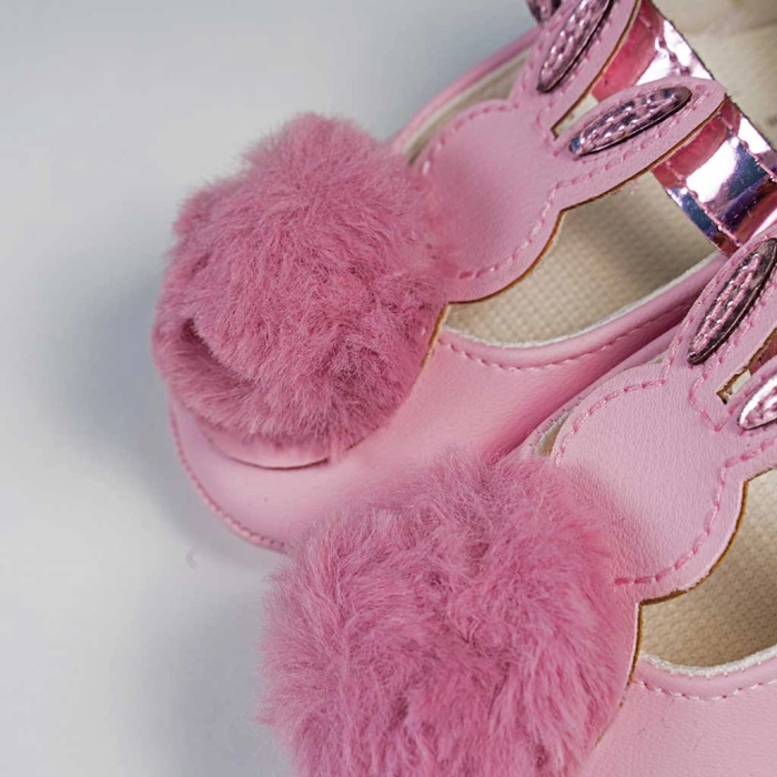 Βρεφικά παπούτσια για κορίτσια Pon pon ροζ παπουτσάκια αγκαλιάς για μωράκια μαλακά μηνών online (2)