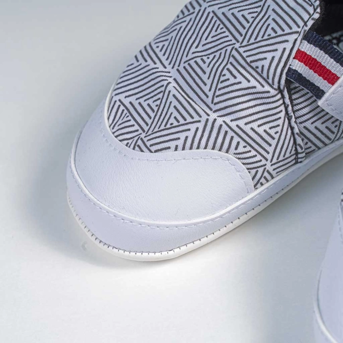 Βρεφικά παπούτσια για αγόρια Tommy άσπρο παπουτσάκια αγkαλιάς για μωράκια μαλακά μηνών online (3)
