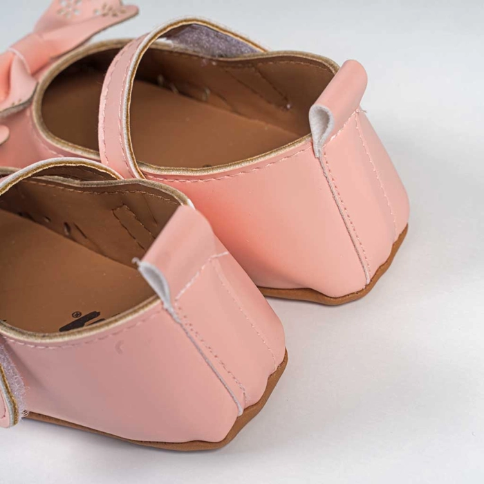 Βρεφικά παπούτσια για κορίτσια loving bow σομόν παπουτσάκια αγκαλιάς για μωράκια μαλακά μηνών online (1)