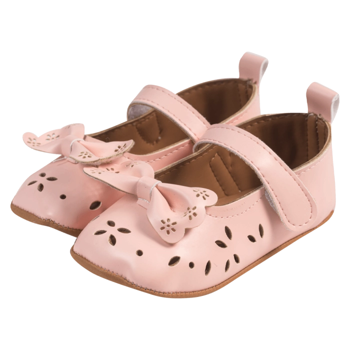 Βρεφικά παπούτσια για κορίτσια loving bow σομόν παπουτσάκια αγκαλιάς για μωράκια μαλακά μηνών online (1)